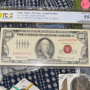 1966A $100 US Note - Legal Tender,  cool serial number.